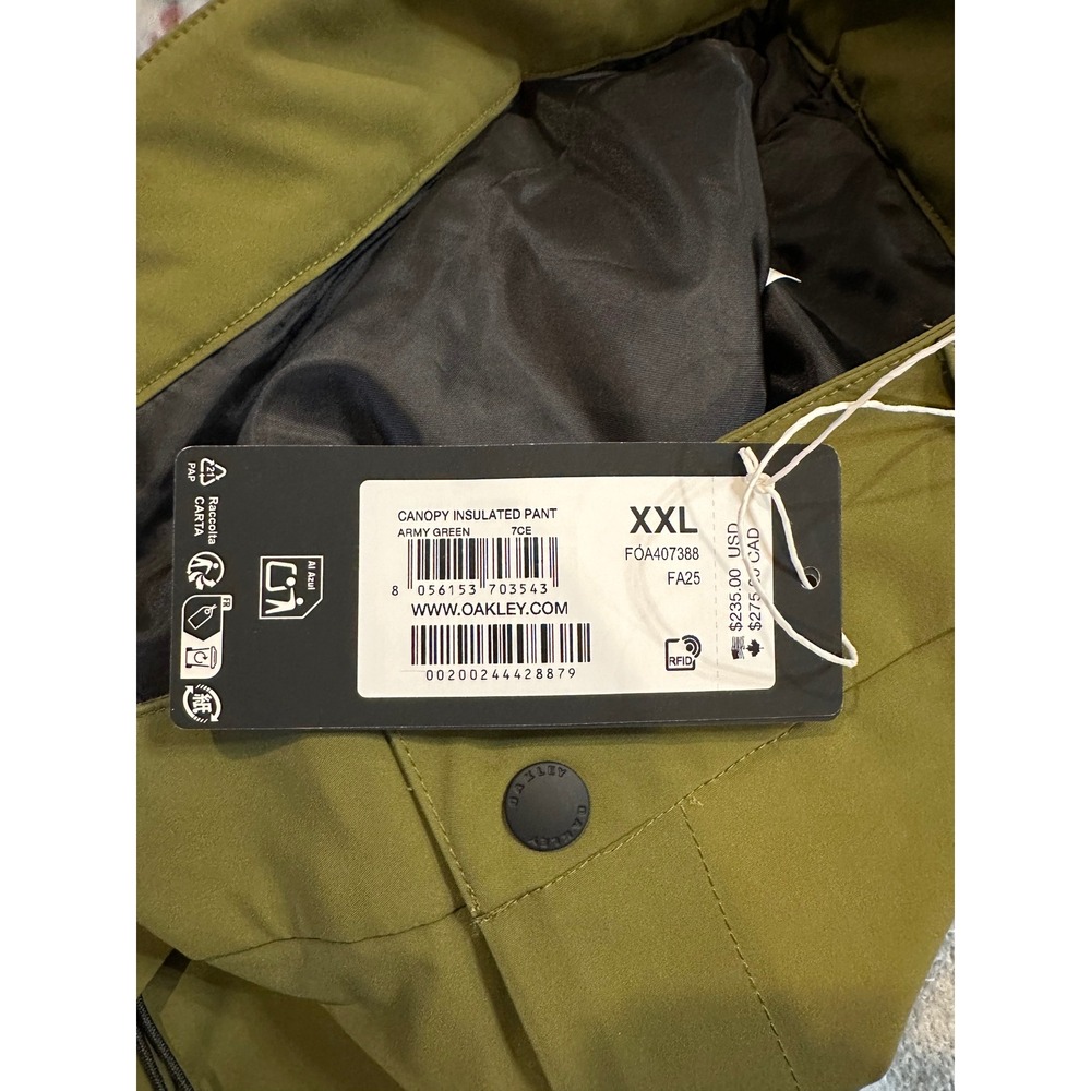 Oakley Canopy Insulated Pants Mens XXL Army Green Snow Ski Snowboard FOA407388 - Picture 5 of 5